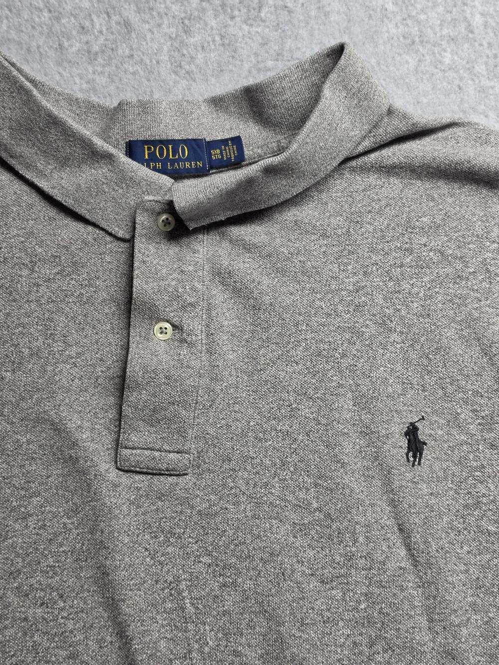Polo Ralph Lauren Gray Pique Cotton Polo Shirt Men's Size 5XB